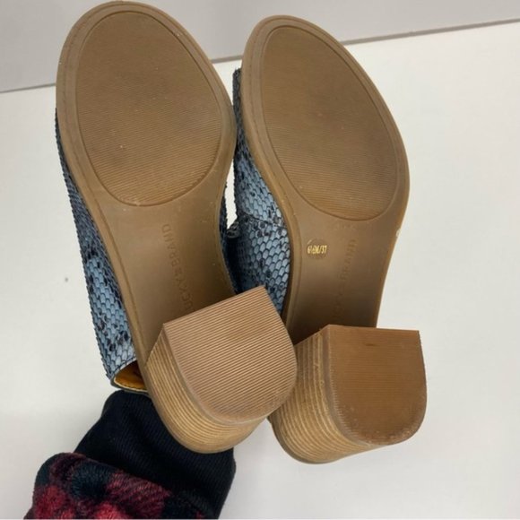 Lucky Brand Rhazy Blue Snake Skin Print Slingback Sandals Heels Size 6.5 - Picture 11 of 11